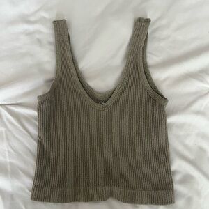 Urban Outfitters Green Ribbed Tank Top